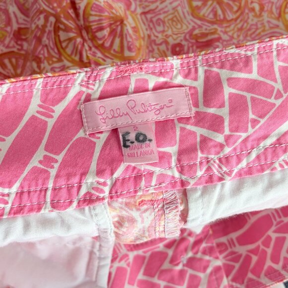 Vtg Lilly Pulitzer Callahan Hotty Shorts Ten Speed Pink Orange Print Size 2 - Picture 4 of 4